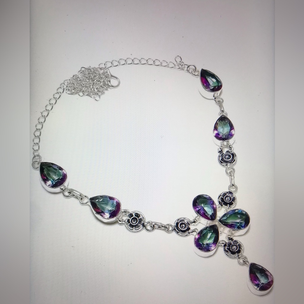 Mystic Topaz Stamped 925 Sterling Silver Necklace